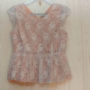 Anthropologie Maeve Solstice Lace Overlay Peplum Top